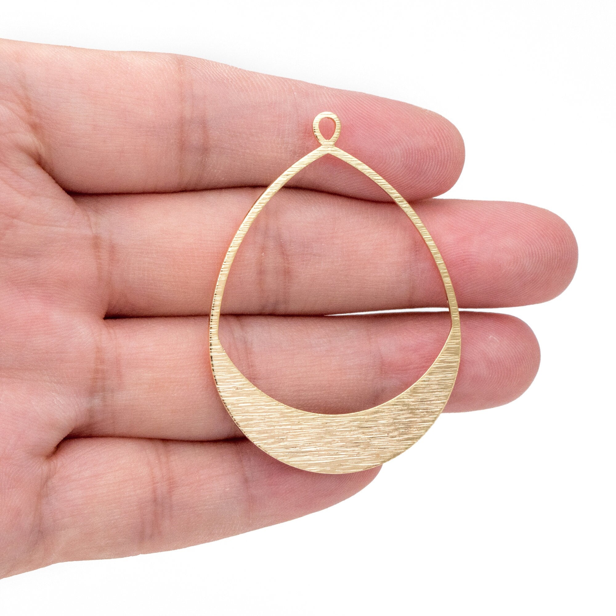 10pcs Gold Brushed Teardrop Pendants, Geometric Link Charms 49x36mm (GB-3817-H)